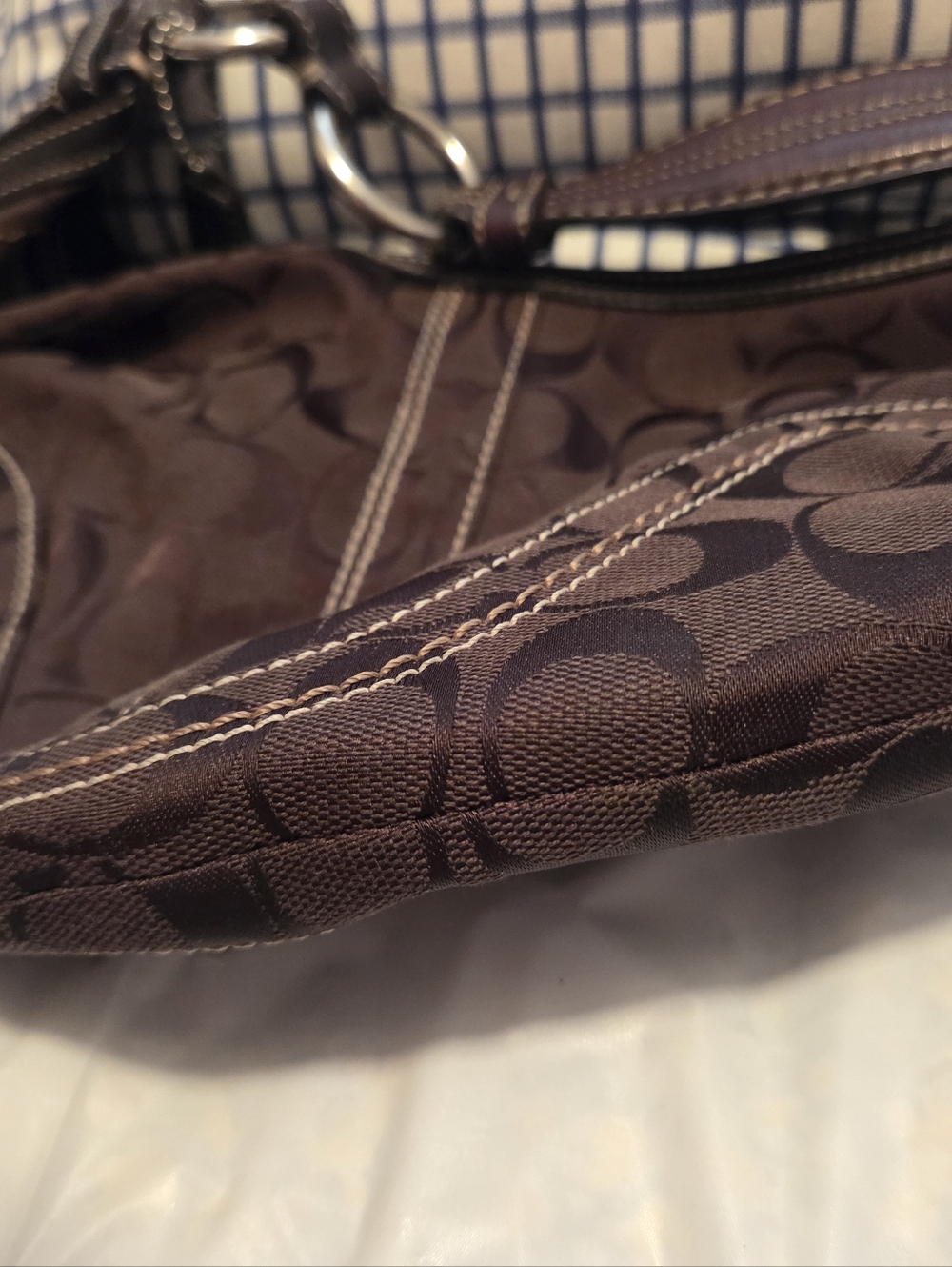 Coach Dark Brown Signature Canvas Hobo Shoulder Bag - Picture 3 of 3